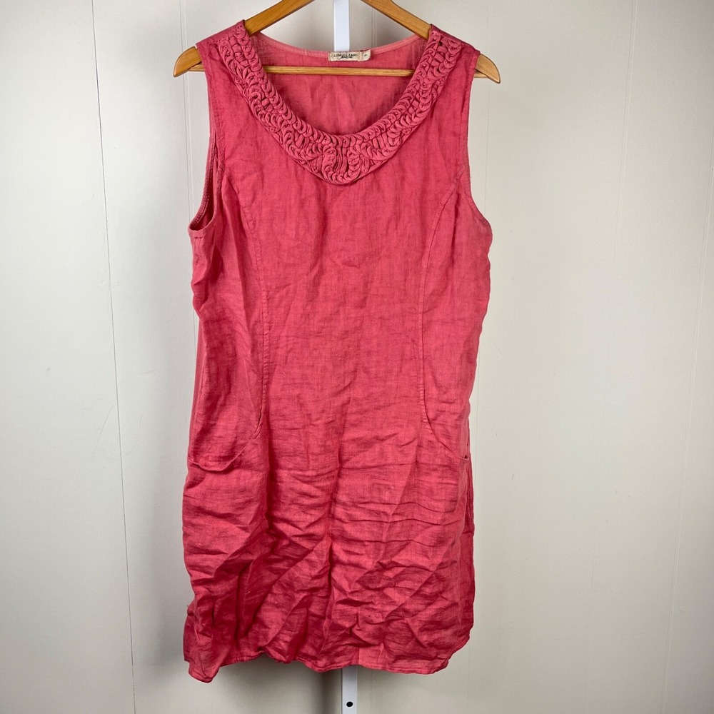 Lungo L'Arno Linen Dress Womens Large Pink Sleeveless 100% Linen Italy